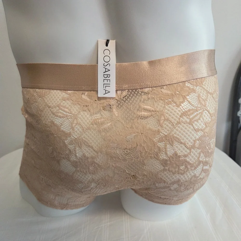 Cosabella‎ Never Say Never Mens Lace Boxer Brief Nude Rose Tan Floral Underwear